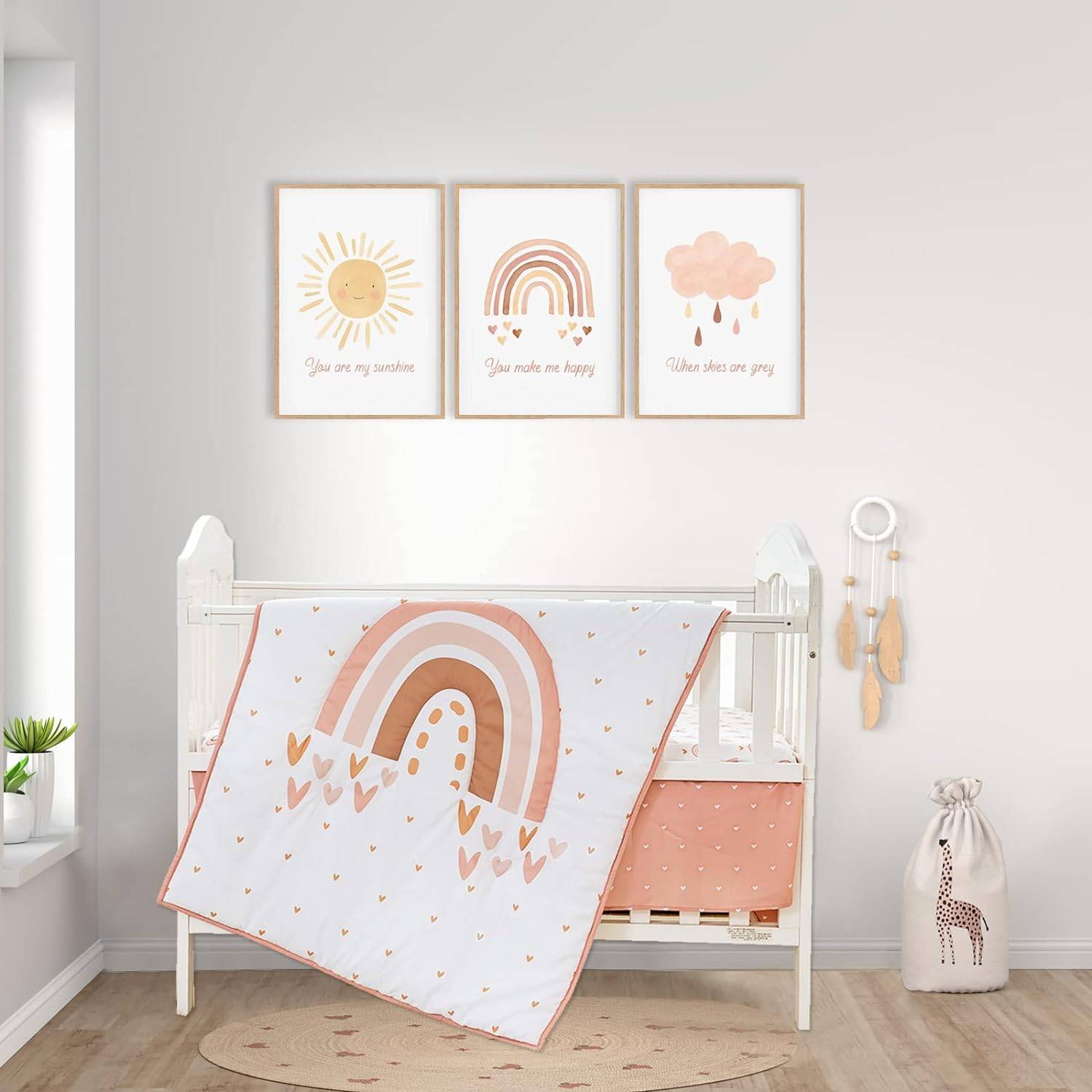 Cokouchyi Boho Rainbow Crib Bedding Set