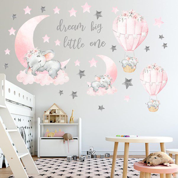 WEWINLE Dream Big Little One Elephant Wall Stickers