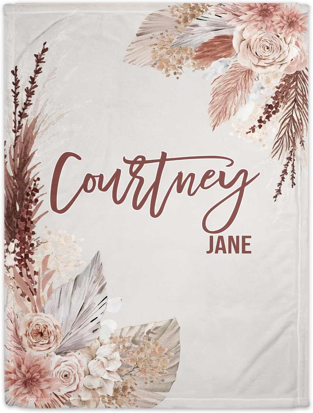 Girls Love A Monogram Boho Floral Blanket