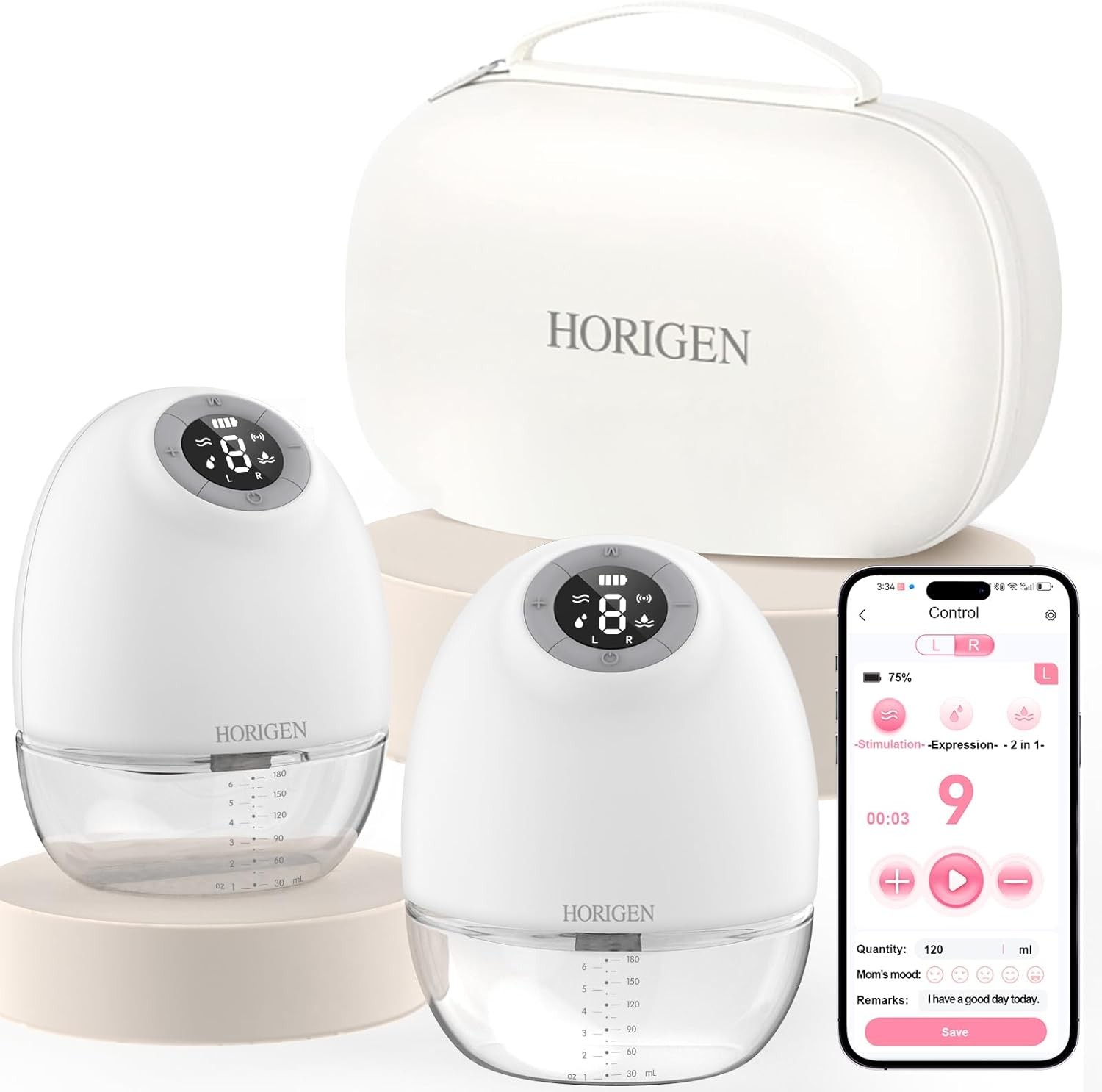 HORIGEN Hands Free Breast Pump E4