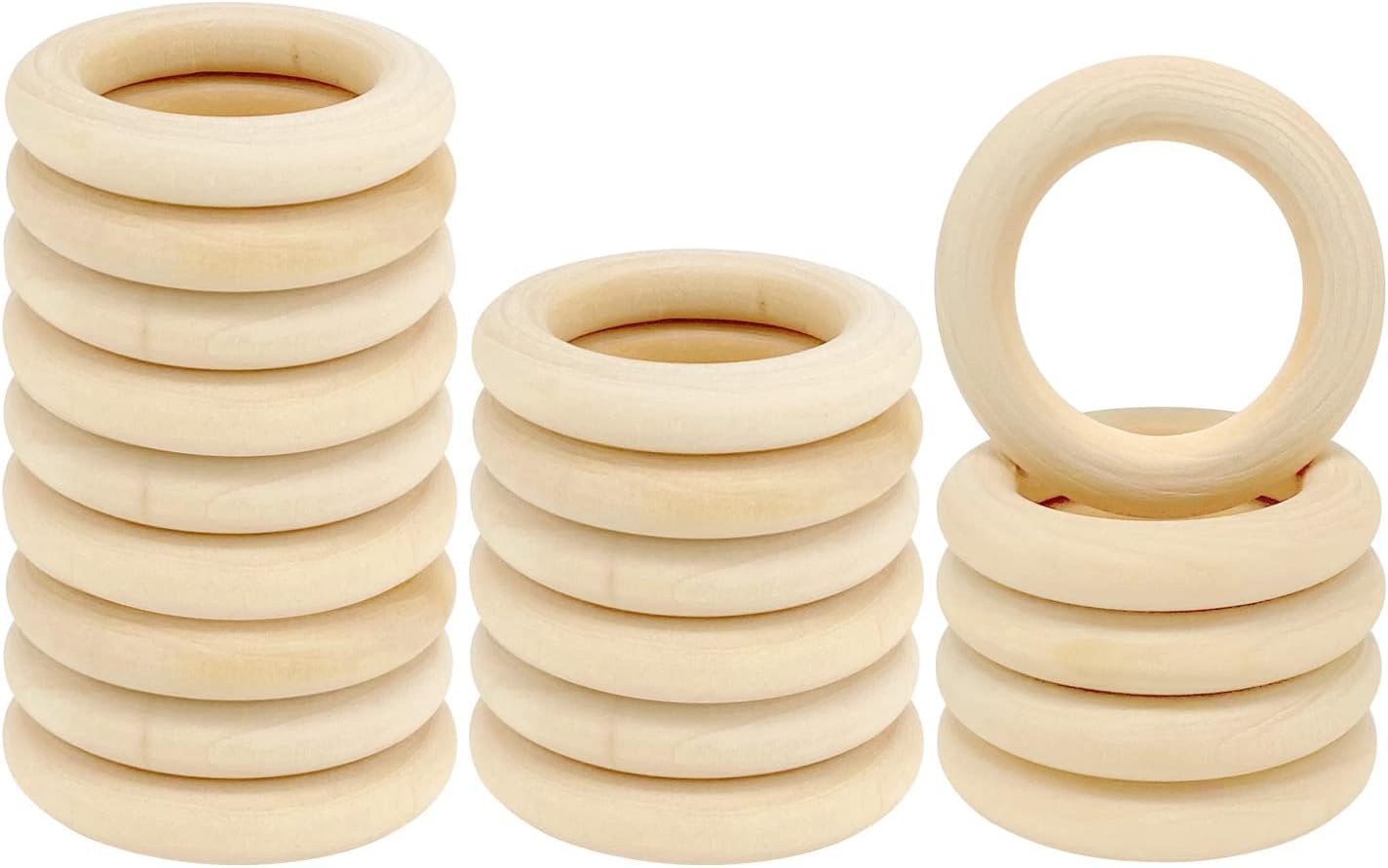 HANWER 20PCS Natural Wood Rings