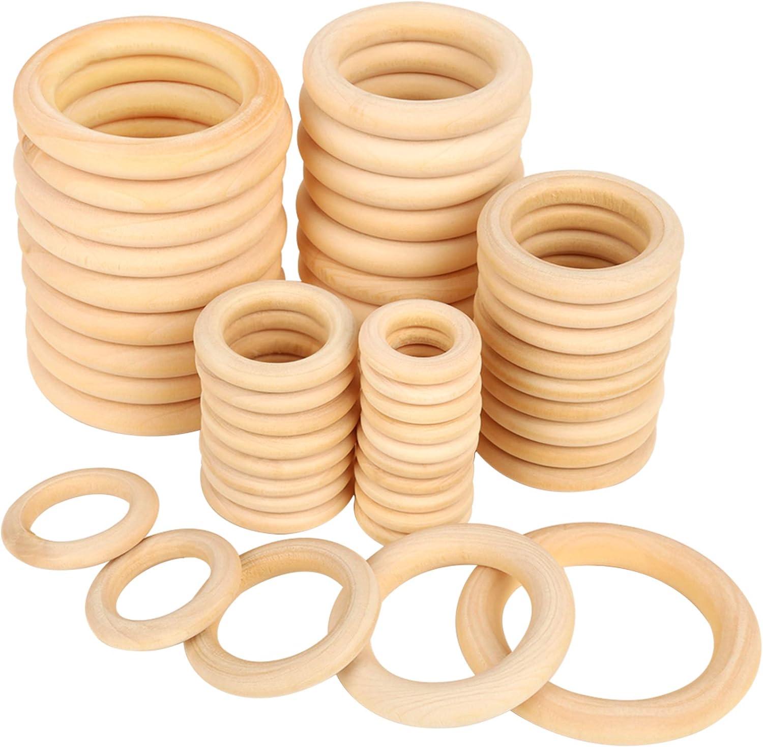 HNYYZL 50 Pcs Wooden Rings