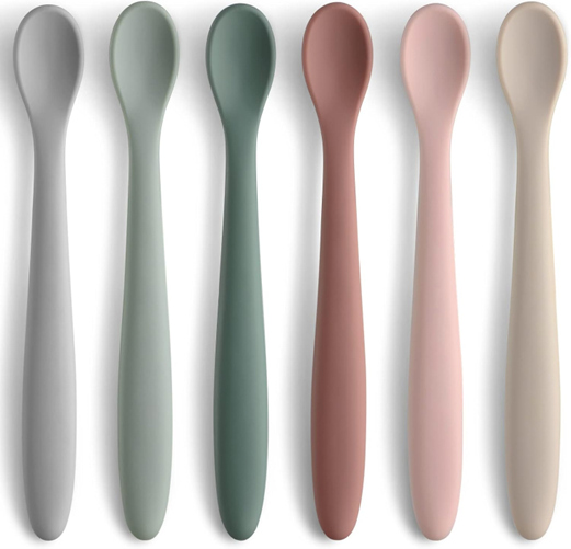 netany silicone feeding spoons - easy-grip handle