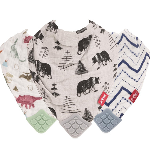 nuby 3 pc muslin teething bibs - great design