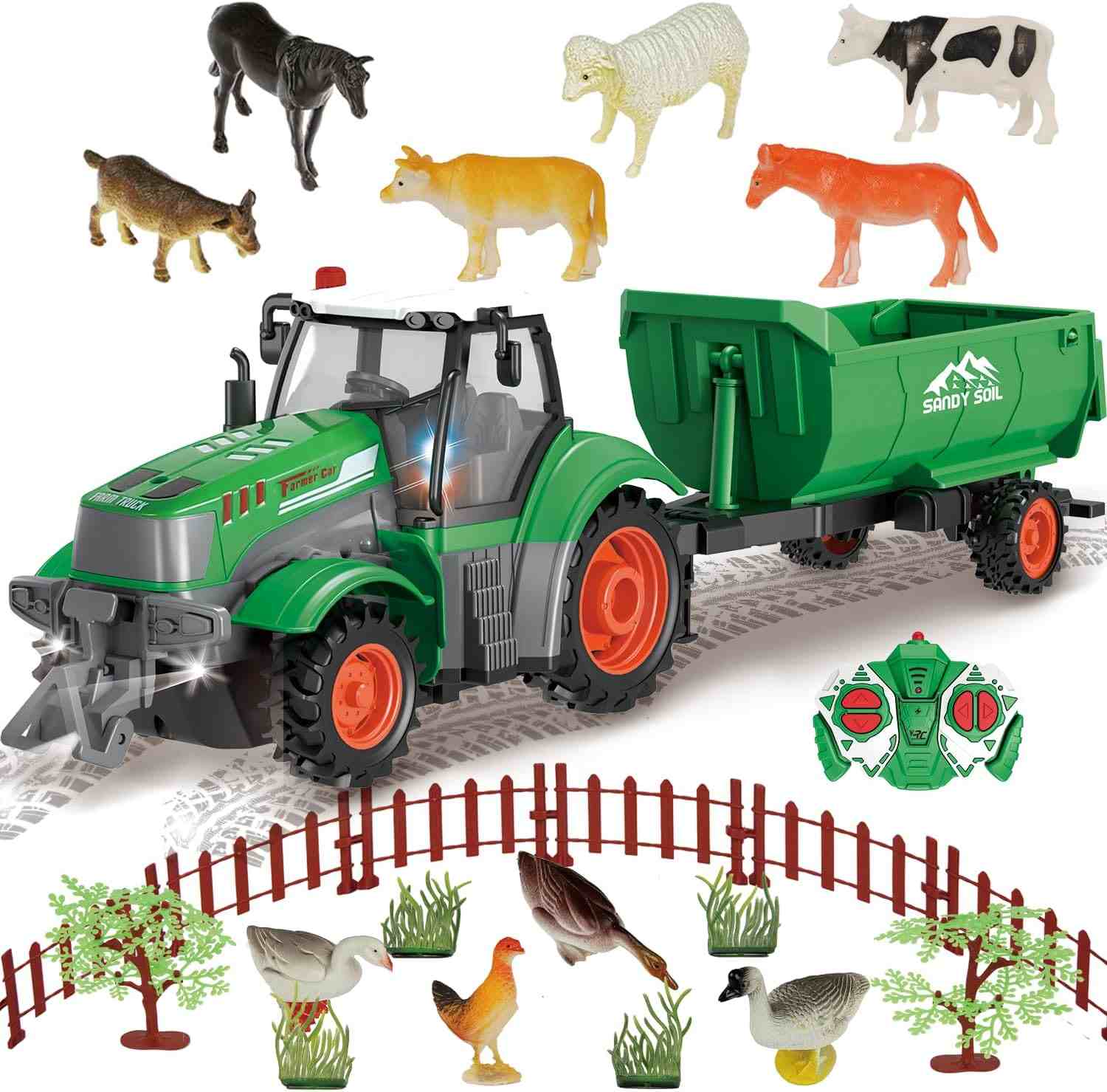 FIIOEOY RC Tractor Toy Set
