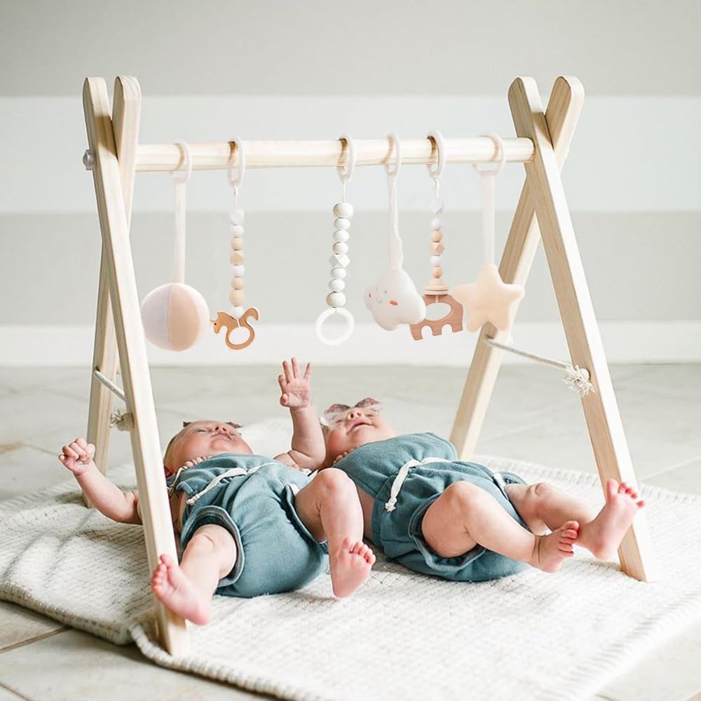 FUNNY SUPPLY Wooden Baby Gym