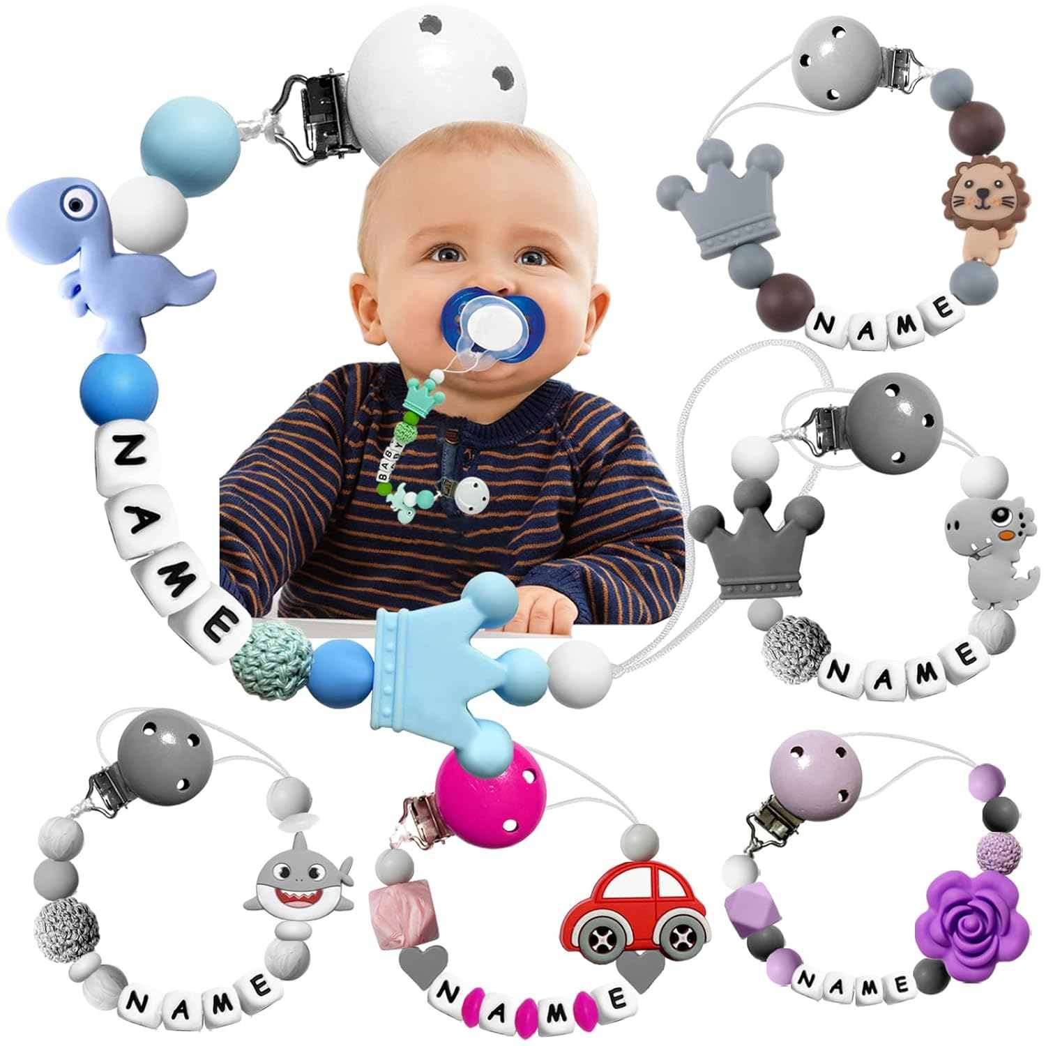 Tkanina Personalized Custom Pacifier Clip