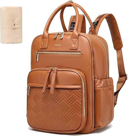 Yomiky Leather Diaper Bag Backpack