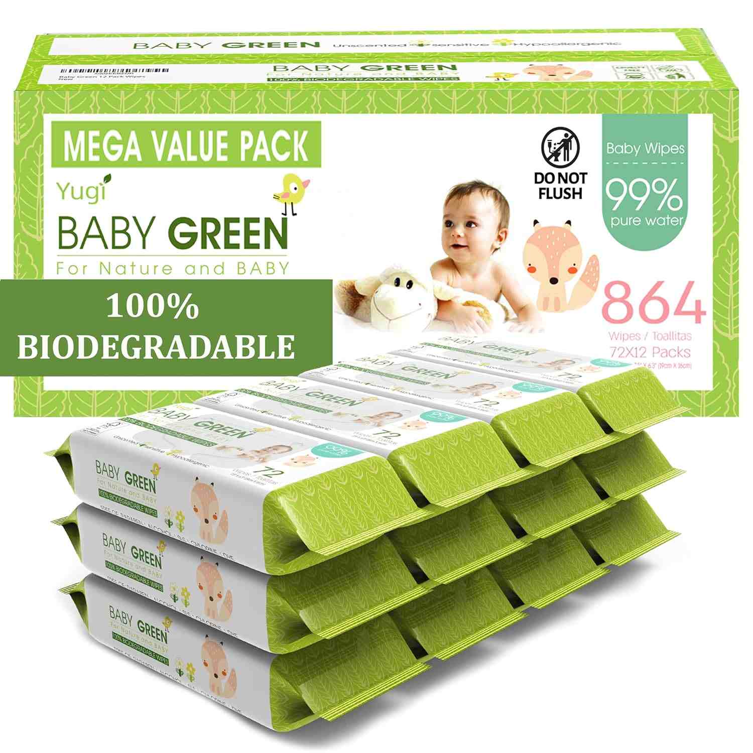Yugi Green Baby Wipes