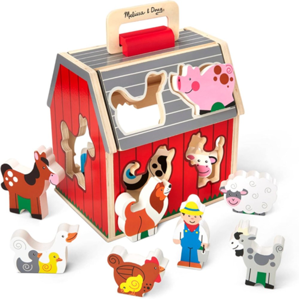 melissa & doug wooden take-along farm toy
