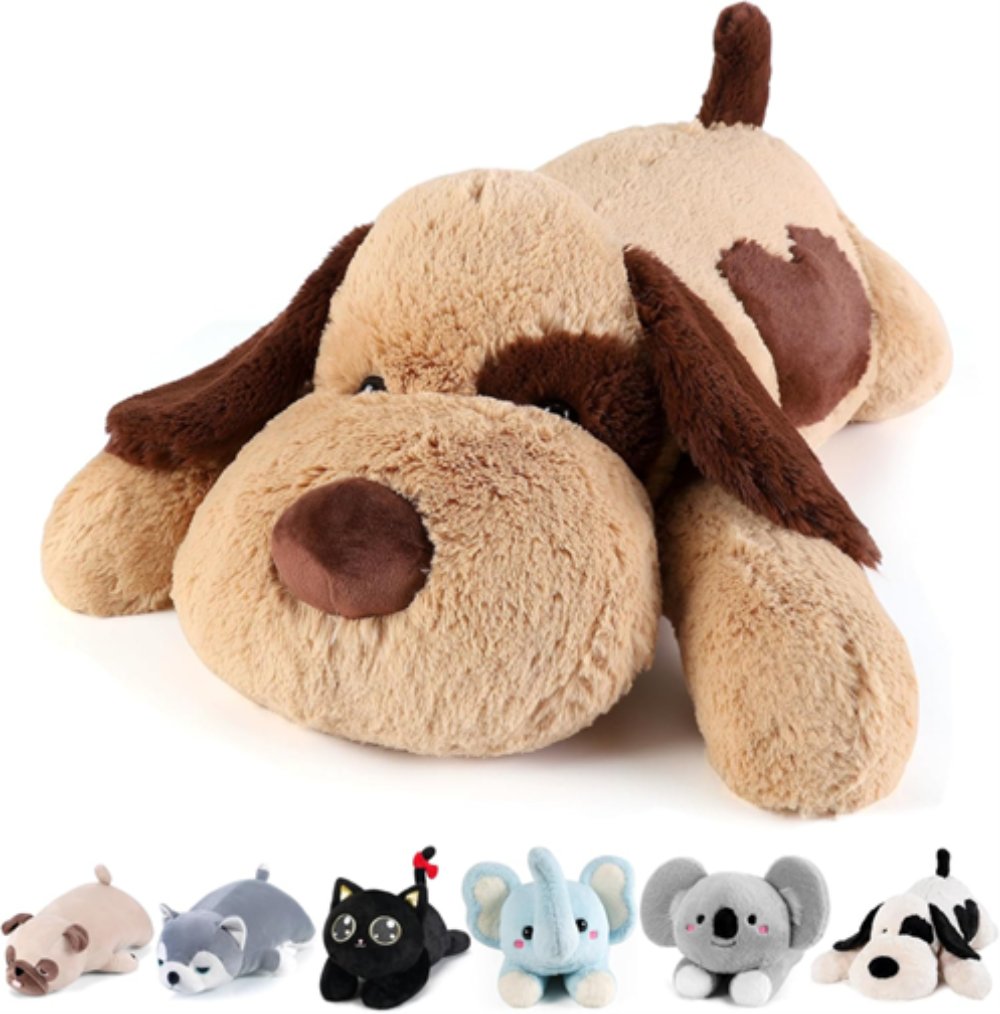 meowtastic brown dog weighted plush