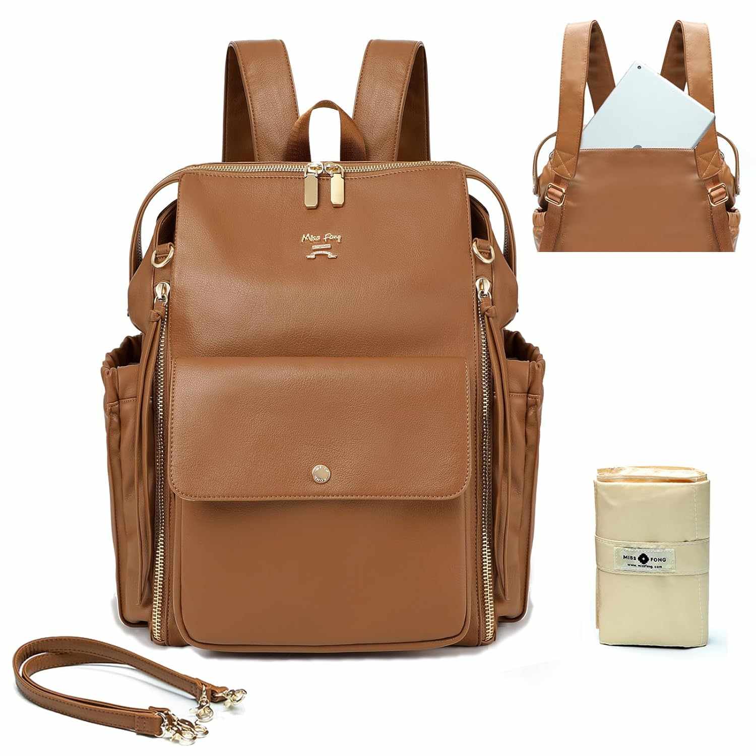 miss fong 13 Pockets Leather Diaper Bag